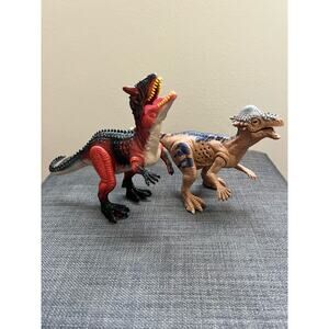 Kid Galaxy Dinosaur Pachycepholosaurus and T-Rex Action Figure Works